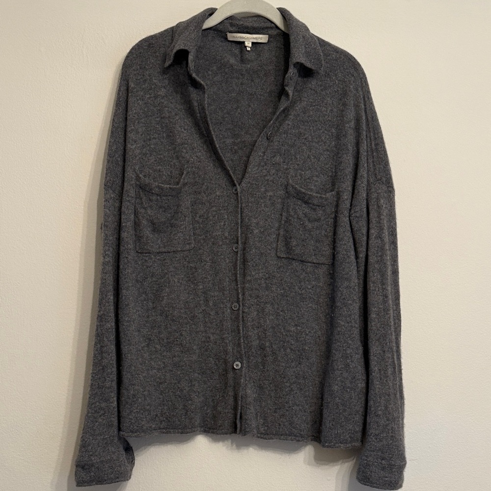 NakedCashmere Heather Gray Sweater Button Down XS